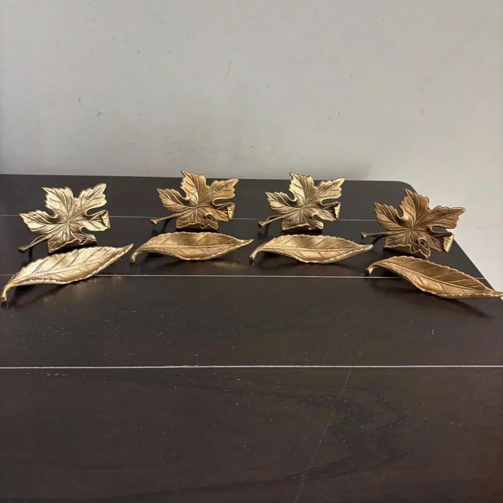Pottery Barn | FALLING LEAF | Brass Placecard Holders | Nameplates | Set of 8!